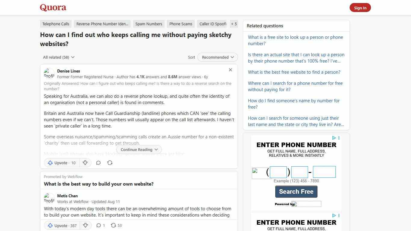 How to find out who keeps calling me without paying sketchy websites - Quora
